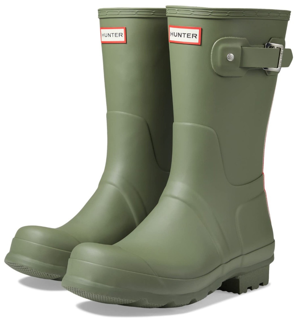 Hunter Original Short Waterproof Rain Boot Logo Backstrap Lichen Green Men's 9 M